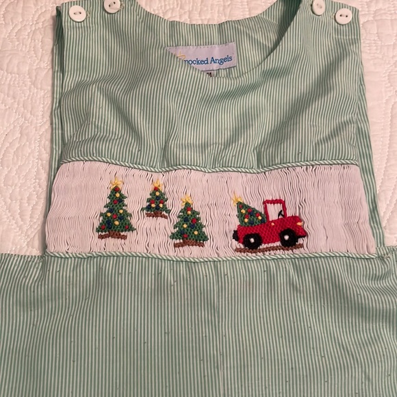 Smocked Angels, Christmas smocked longall, sz 18m - Picture 2 of 3